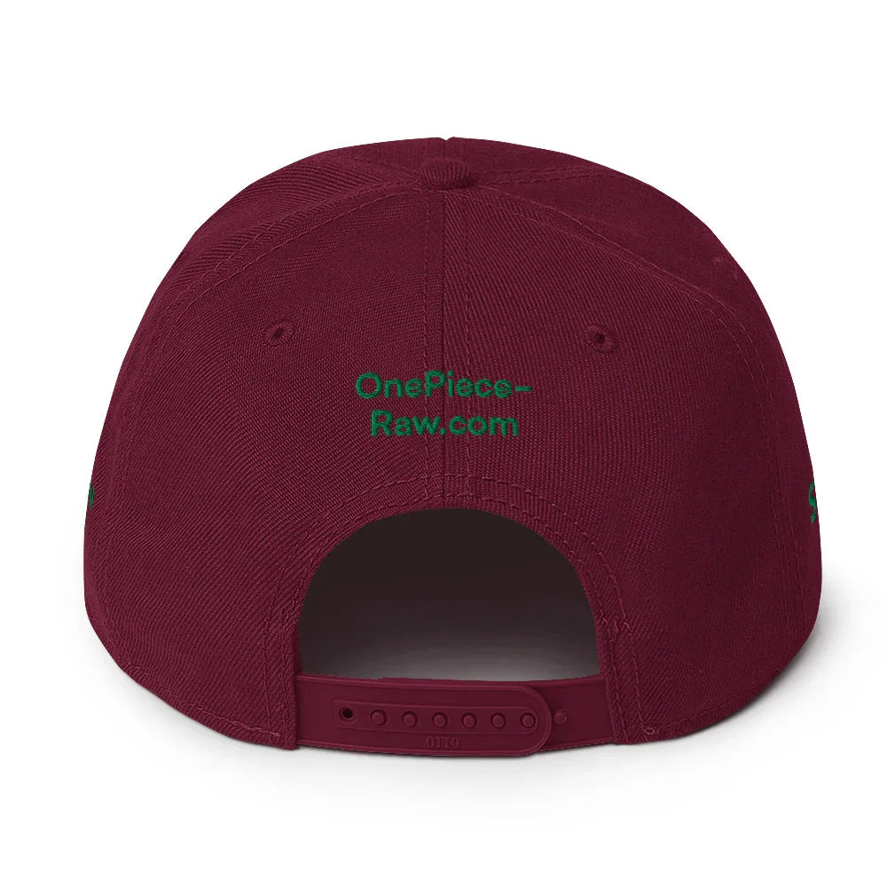 Back view of maroon Sniper King God cap One Piece with adjustable strap and OnePiece Raw logo