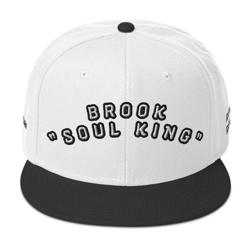 White and black snapback cap from One Piece hats collection featuring Brook Soul King embroidery