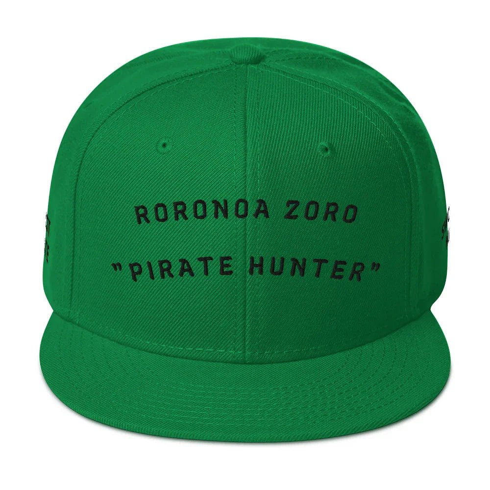 Green Roronoa Zoro Pirate Hunter snapback from the Straw Hat Crew collection
