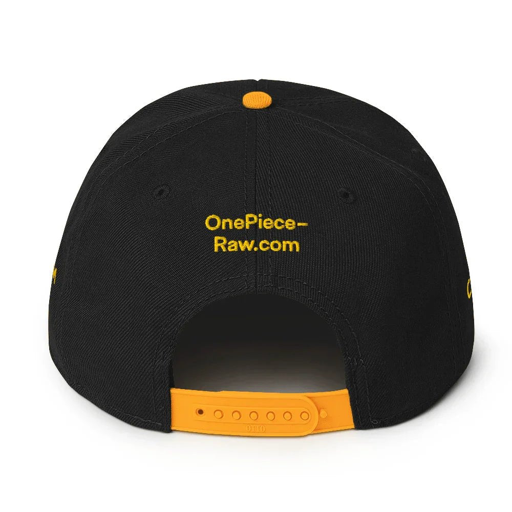 One Piece Raw Monkey D Luffy Snapback Hat Black Yellow - One Piece Raw