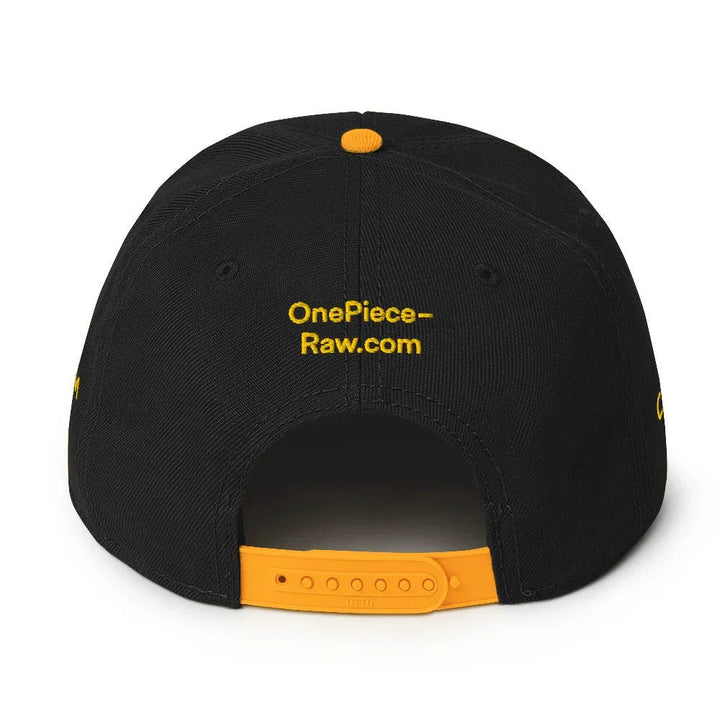 One Piece Raw Monkey D Luffy Snapback Hat Black Yellow - One Piece Raw